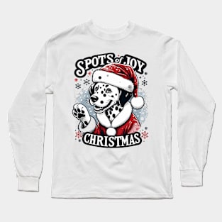 "Spots of Joy Christmas" - Festive Dalmatian Santa Long Sleeve T-Shirt